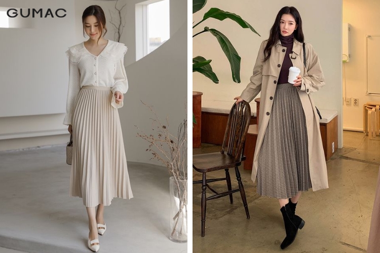 Váy rời xếp ly dài Hàn Quốc